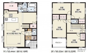 川西市小戸、新築一戸建ての間取り画像です