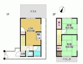 川西市南花屋敷、中古一戸建ての間取り画像です