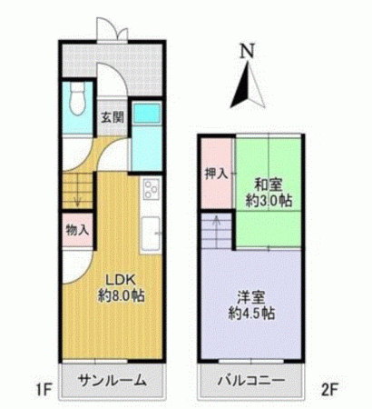 川西市加茂、中古一戸建ての間取り画像です