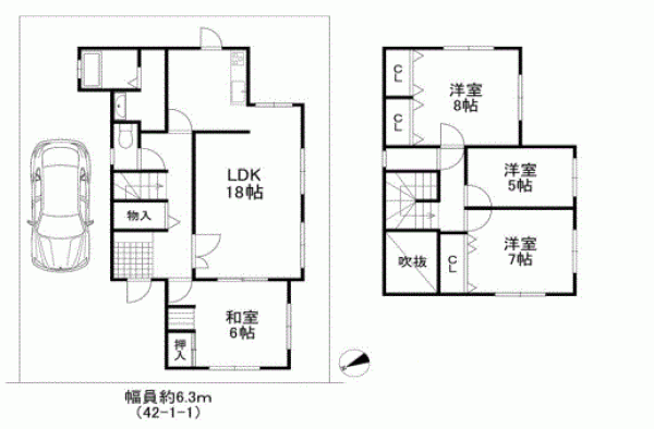 川西市美山台、中古一戸建ての間取り画像です