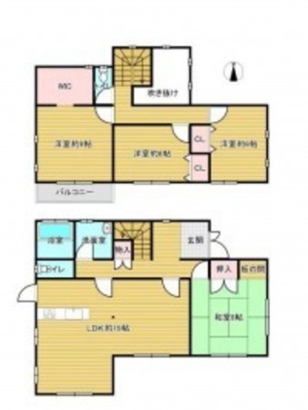 川西市丸山台、中古一戸建ての間取り画像です