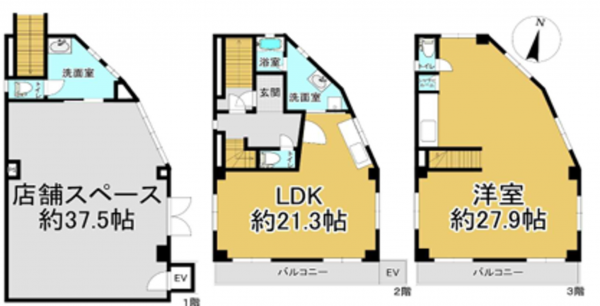 川西市平野、中古一戸建ての間取り画像です