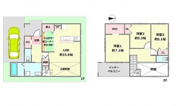 川西市清和台、新築一戸建ての間取り画像です