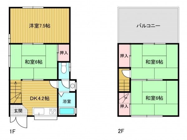 八幡市、中古一戸建ての間取り画像です