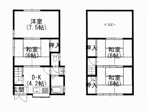 八幡市、中古一戸建ての間取り画像です