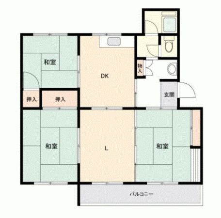 川西市清和台、マンションの間取り画像です