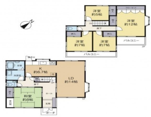 川西市大和、中古一戸建ての間取り画像です