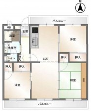 川西市清和台、マンションの間取り画像です