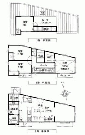 川西市東多田、新築一戸建ての間取り画像です