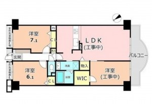 川西市小花、マンションの間取り画像です