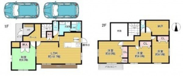 川西市丸山台、中古一戸建ての間取り画像です