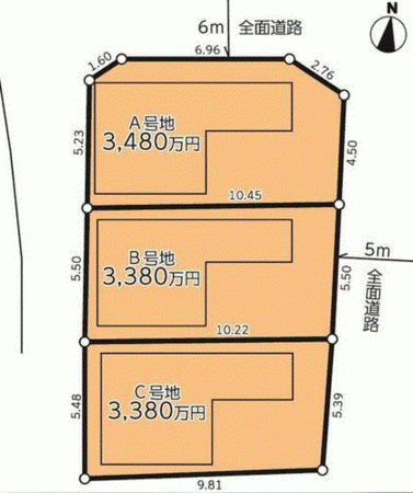 川西市滝山町、土地の間取り画像です