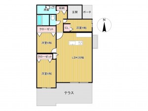 川西市寺畑、マンションの間取り画像です