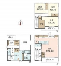 川西市加茂、新築一戸建ての間取り画像です