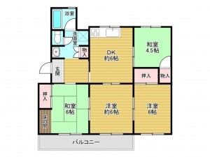 川西市清和台、マンションの間取り画像です