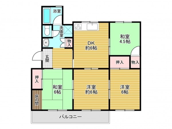 川西市清和台、マンションの間取り画像です