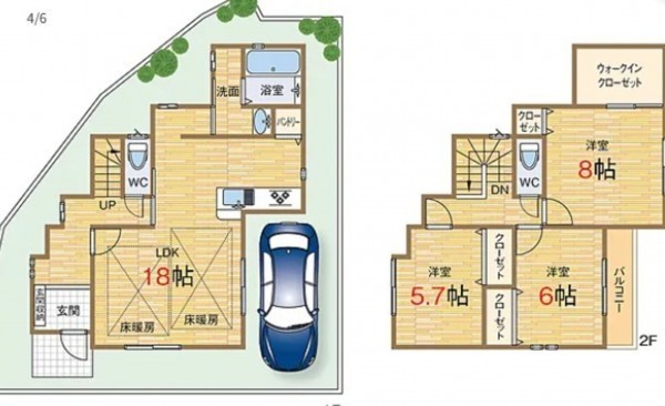 川西市緑が丘、新築一戸建ての間取り画像です
