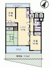 川西市寺畑、マンションの間取り画像です