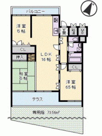 川西市寺畑、マンションの間取り画像です
