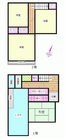 川西市鼓が滝、中古一戸建ての間取り画像です