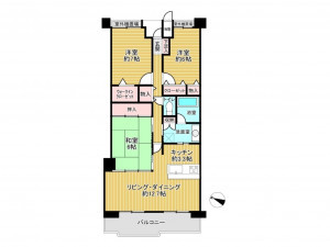 川西市丸山台、マンションの間取り画像です