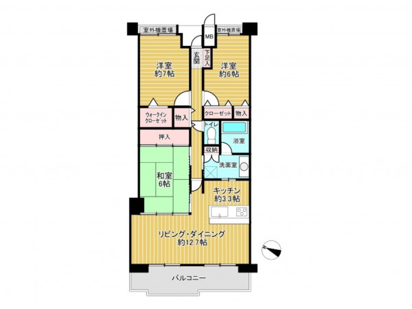 川西市丸山台、マンションの間取り画像です