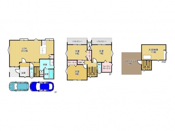 川西市東久代、新築一戸建ての間取り画像です