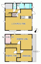 川西市緑が丘、中古一戸建ての間取り画像です