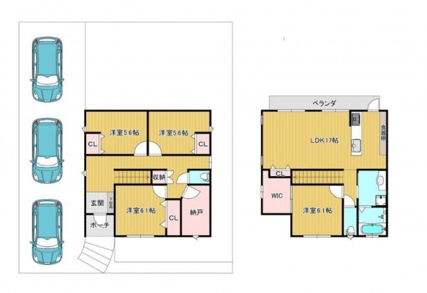 川西市丸山台、中古一戸建ての間取り画像です