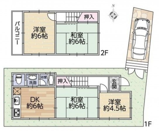 川西市見野、中古一戸建ての間取り画像です