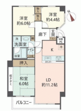 川西市萩原、マンションの間取り画像です