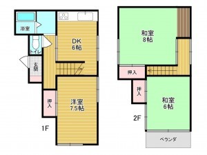 川西市平野、中古一戸建ての間取り画像です