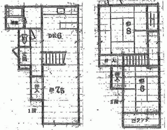 川西市平野、中古一戸建ての間取り画像です