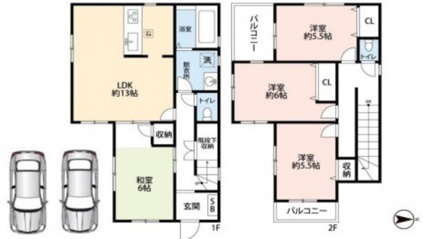 川西市大和、中古一戸建ての間取り画像です