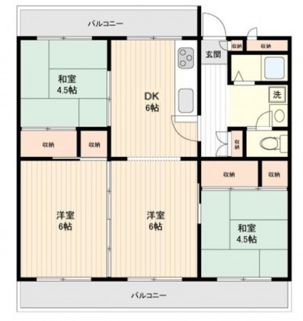 川西市清和台、マンションの間取り画像です