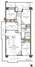 川西市丸山台、マンションの間取り画像です
