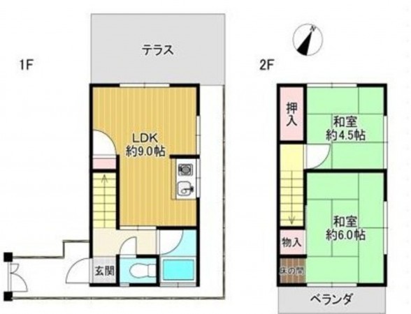 川西市南花屋敷、中古一戸建ての間取り画像です