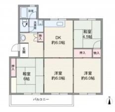 川西市清和台、マンションの間取り画像です