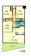 川西市久代、マンションの間取り画像です