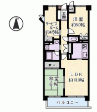 川西市寺畑、マンションの間取り画像です