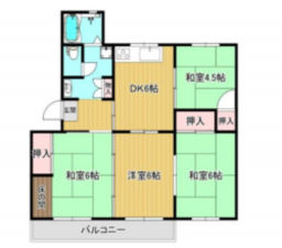 川西市清和台、マンションの間取り画像です