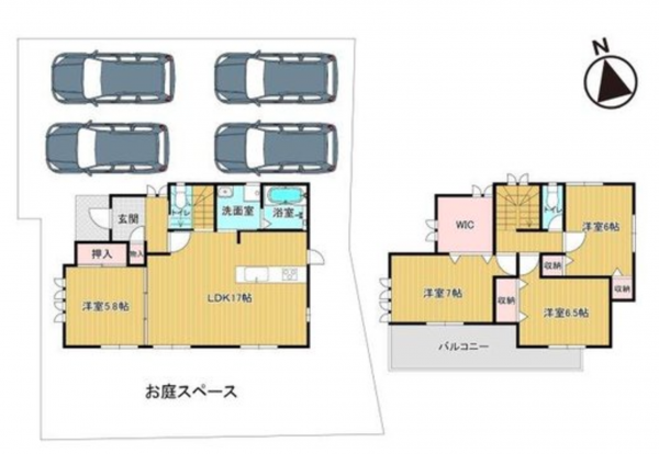 川西市東多田、中古一戸建ての間取り画像です