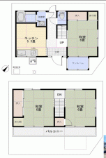 川西市東畦野、中古一戸建ての間取り画像です