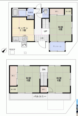 川西市東畦野、中古一戸建ての間取り画像です