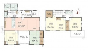 川西市けやき坂、中古一戸建ての間取り画像です