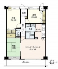 川西市新田、マンションの間取り画像です
