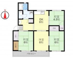 川西市清和台、マンションの間取り画像です