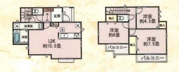 川西市火打、新築一戸建ての間取り画像です