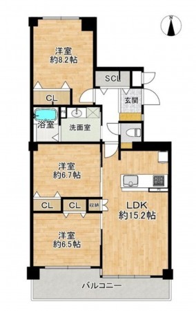 川西市東多田、マンションの間取り画像です