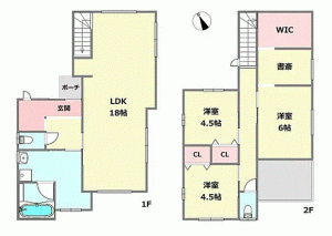 川西市東畦野、新築一戸建ての間取り画像です